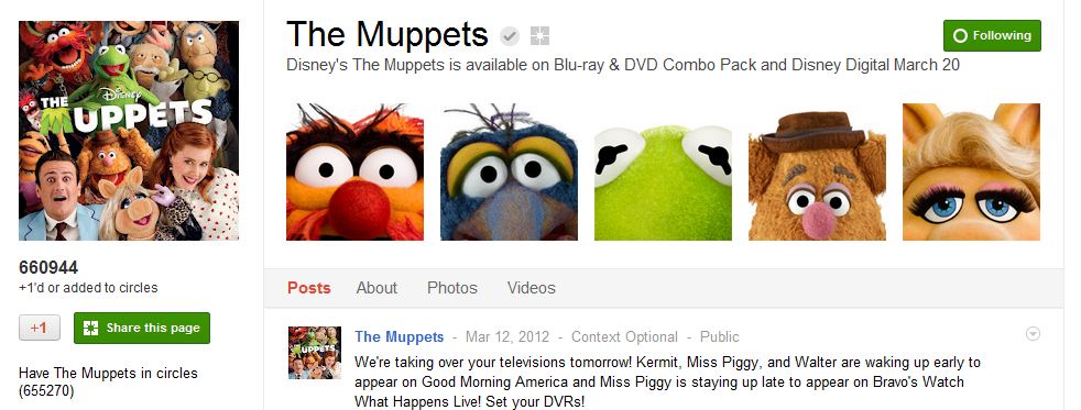 The Muppets Google Plus Page